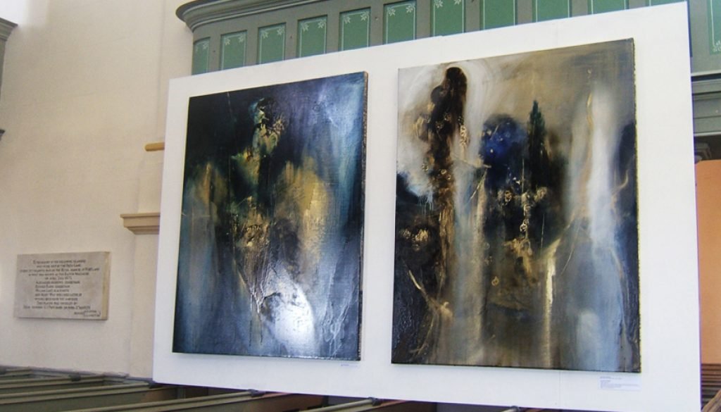 Two of my paintings at Pop