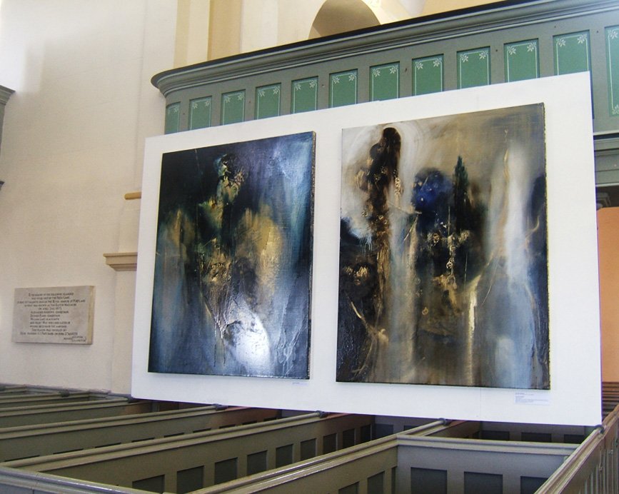 Two of my paintings at Pop